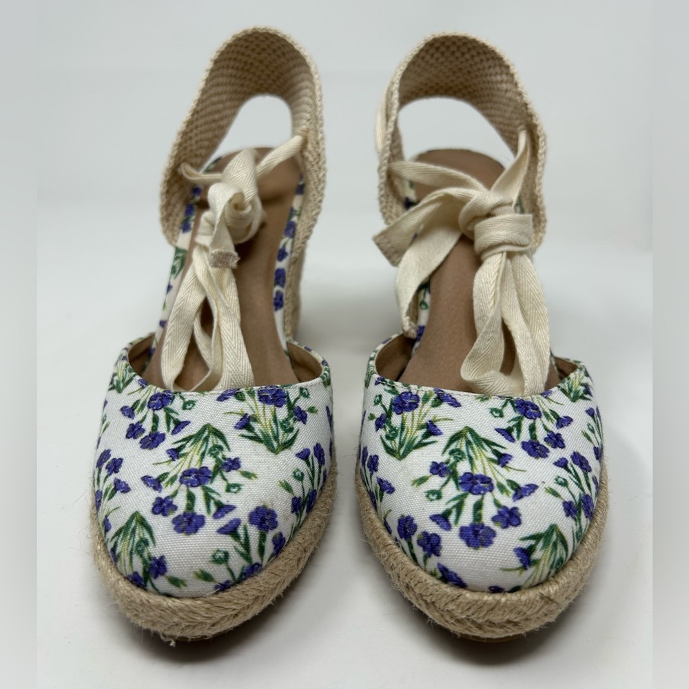 LOFT Floral Espadrilles with Cream and Purple Accents